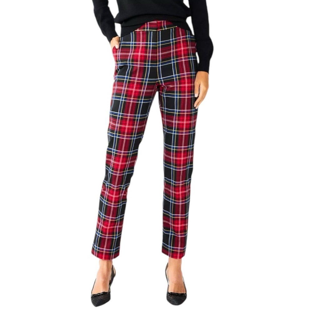 Draper James Red and Blue Plaid Straight Leg Pants